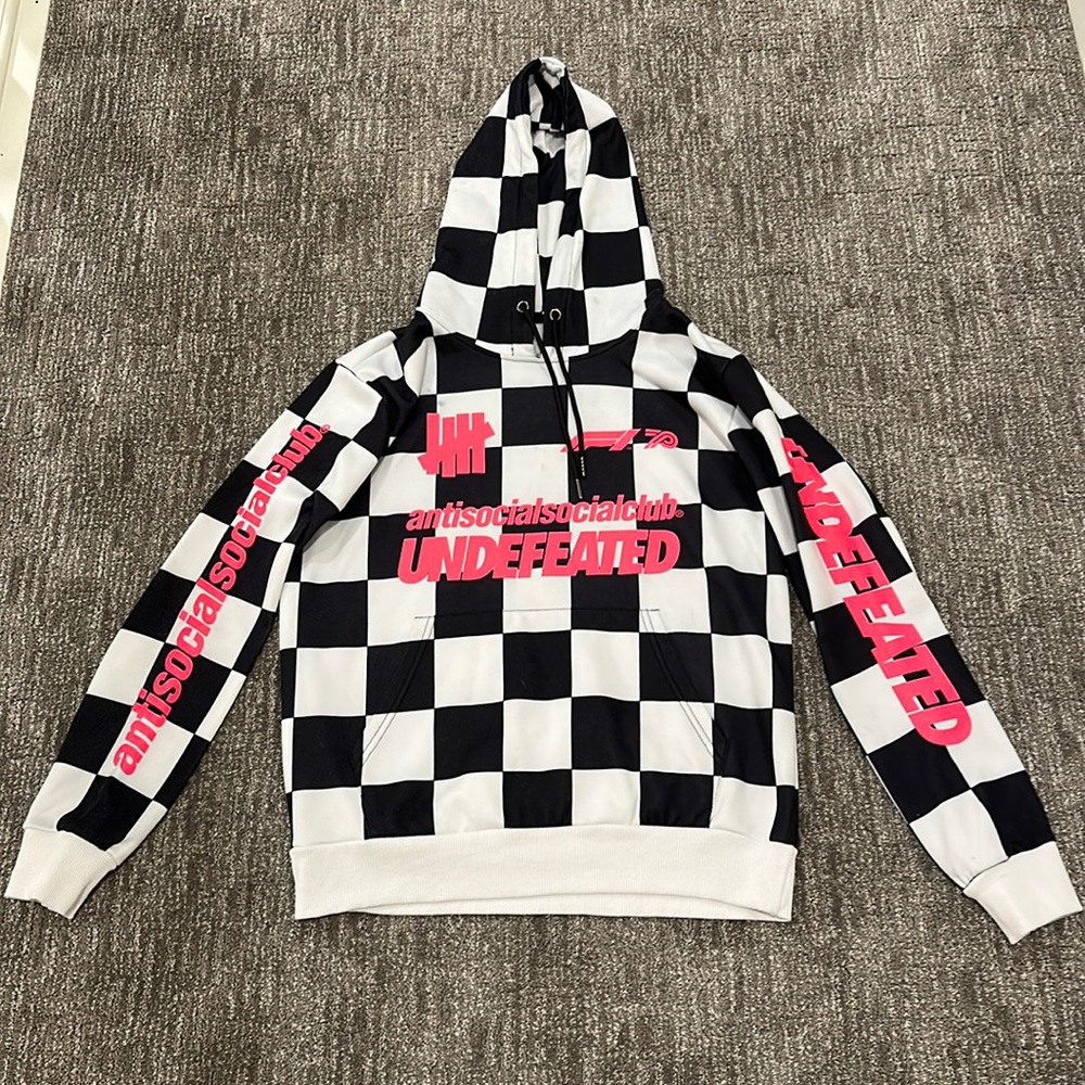 Black and white checkered antisocialsocialclub undefeated men’s hoodie